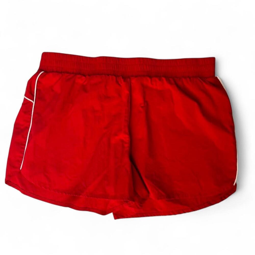 Cali 1850 red running shorts with white side stripes